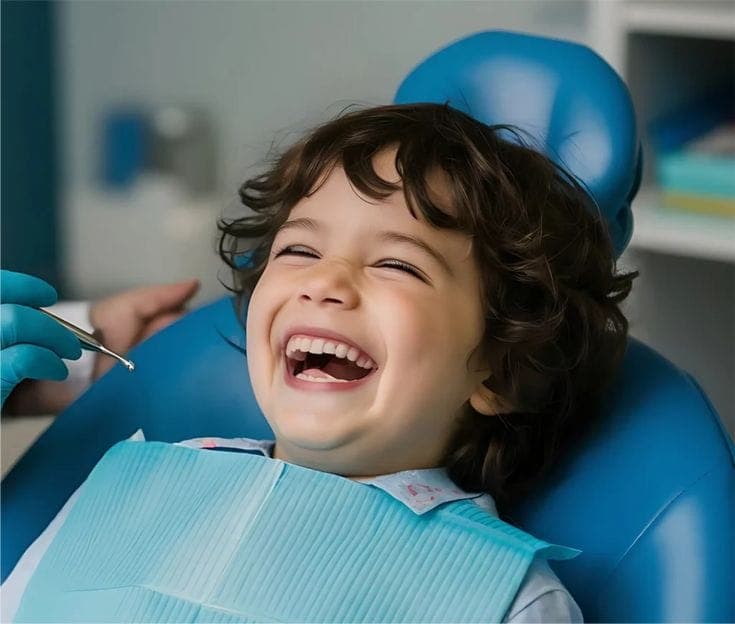 Child at orthodontic exam